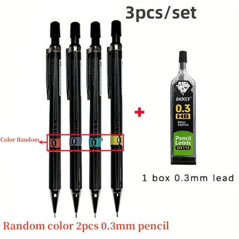 3pcs Mechanical Pencil Set Student Automatic Pencils with Eraser
