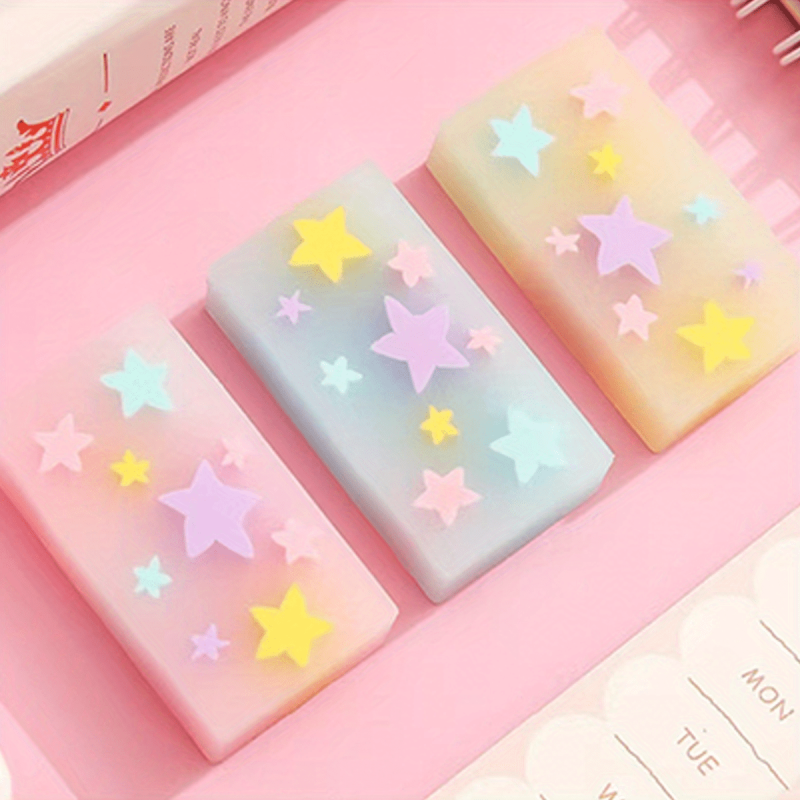 3pcs Creative Star Jelly Eraser Student Stationery Supplies