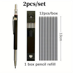 2pcs 2 0mm Mechanical Pencil Set for Office Writing School Art Sketching
