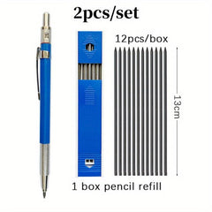 2pcs 2 0mm Mechanical Pencil Set for Office Writing School Art Sketching
