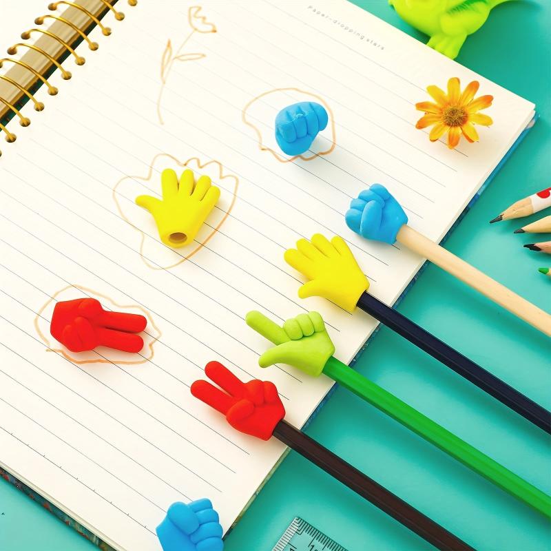 10pcs Funny Pencil Eraser Toppers Rubber Erasers Rock Paper Scissors Pencil Cap 