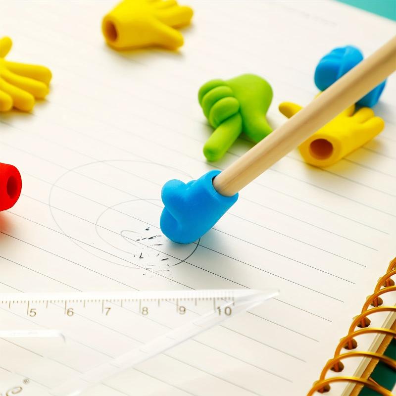 10pcs Funny Pencil Eraser Toppers Rubber Erasers Rock Paper Scissors Pencil Cap 