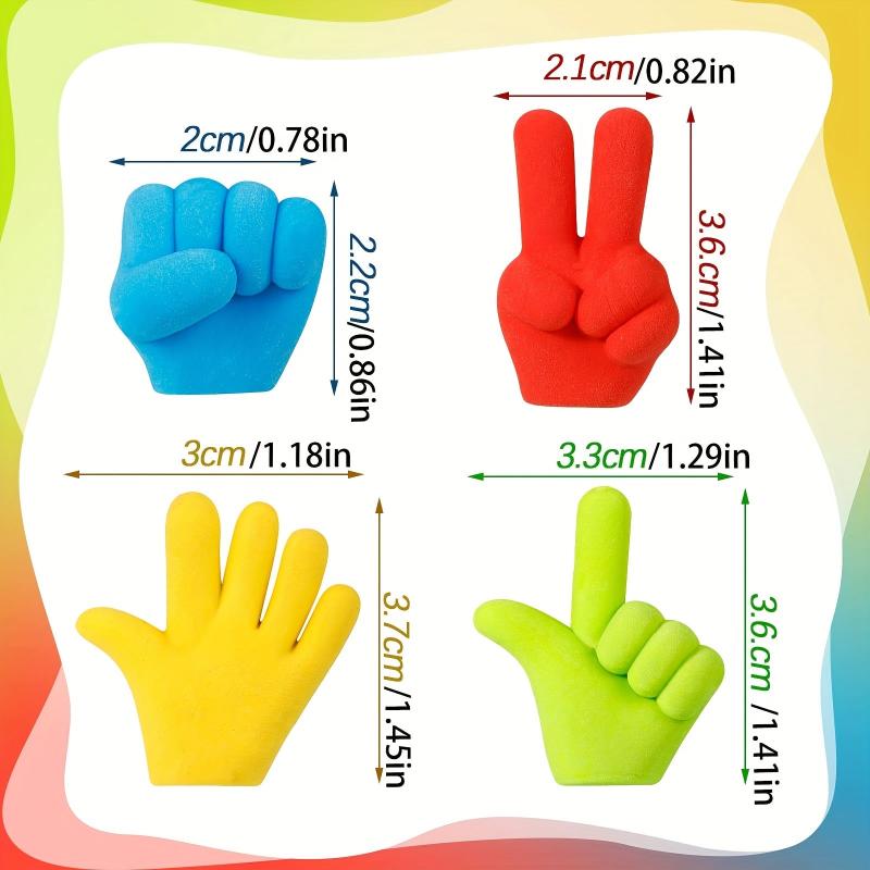 10pcs Funny Pencil Eraser Toppers Rubber Erasers Rock Paper Scissors Pencil Cap 