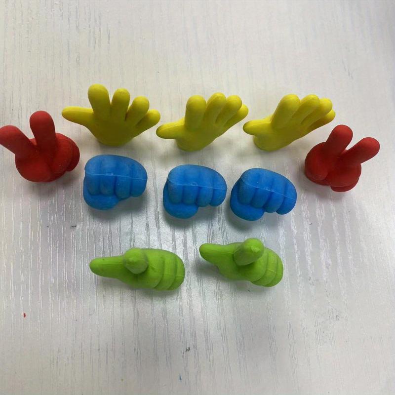 10pcs Funny Pencil Eraser Toppers Rubber Erasers Rock Paper Scissors Pencil Cap 