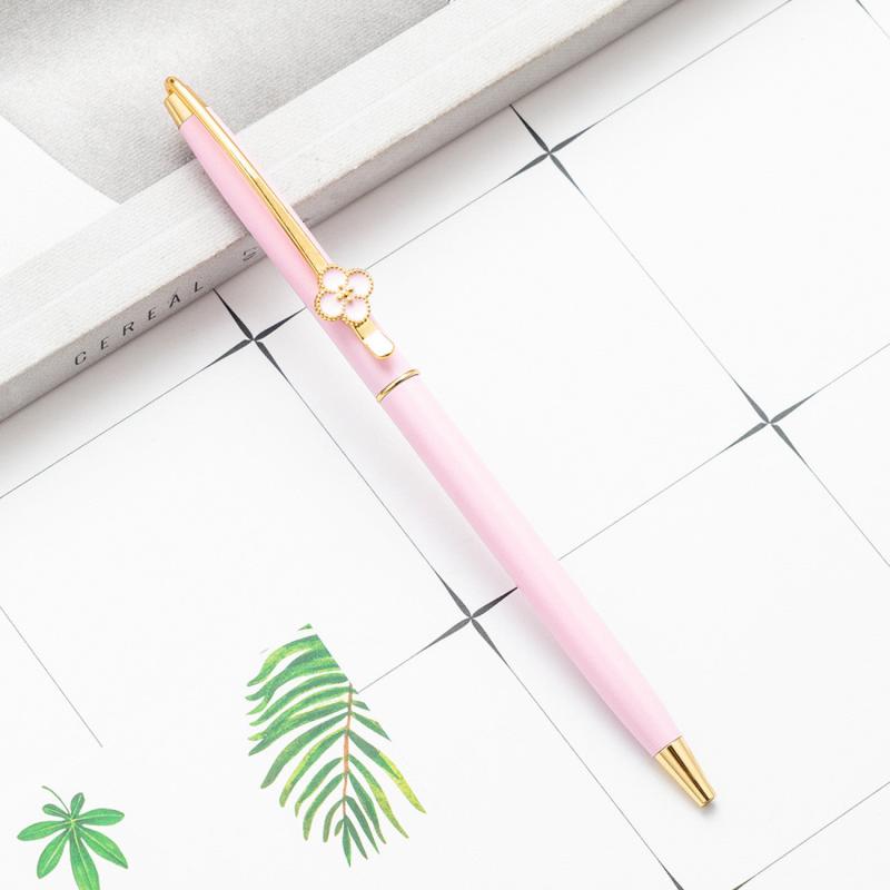 Stylish Four Leaf Grass Pen w/ Metal Ballpoint & Refill