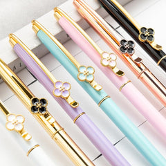 Stylish Four Leaf Grass Pen w/ Metal Ballpoint & Refill
