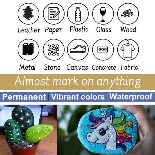8 Colors Paint Marker Pens Medium Tip Waterproof Quick Dry Paint Pen