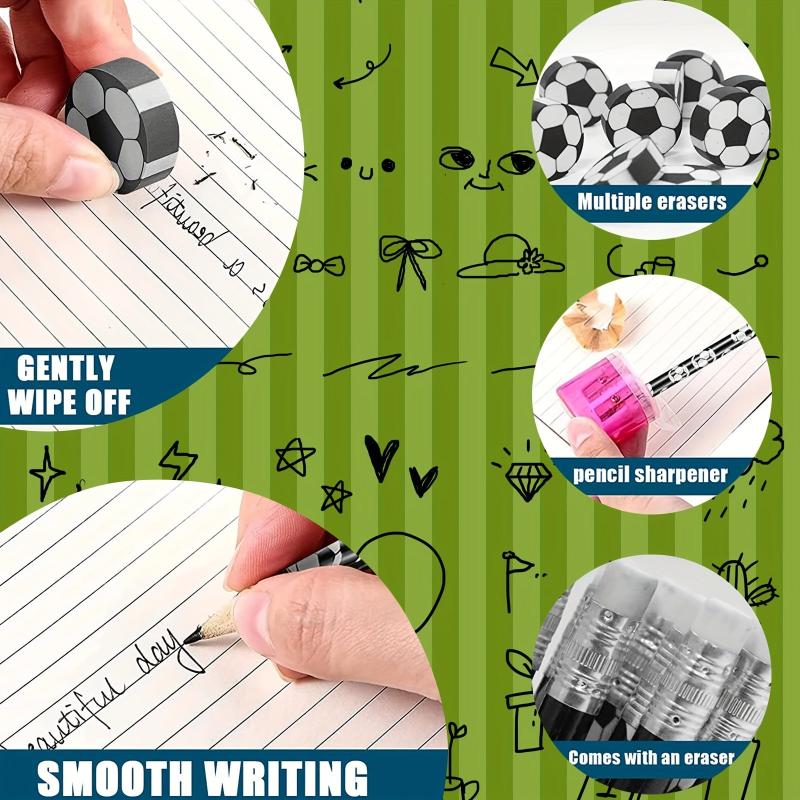 10pcs Sports Pencils with Ball Erasers