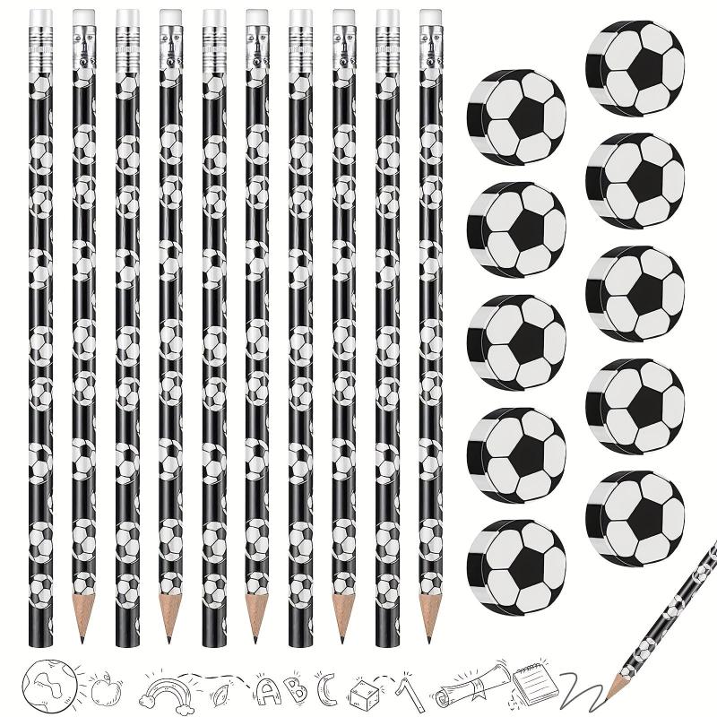 10pcs Sports Pencils with Ball Erasers