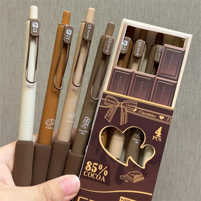 4pcs Box Soft Bag Rollerball Pen Press Type Pen Box Brush Pen Smooth