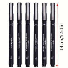 6 Tip Sizes Drawing Pens Fine Single Needle Technology Ink