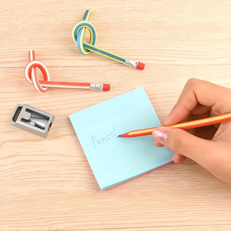 10pcs 17.78cm Flexible Soft Pencils Colored Striped Novelty Pencil