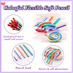 10pcs 17.78cm Flexible Soft Pencils Colored Striped Novelty Pencil