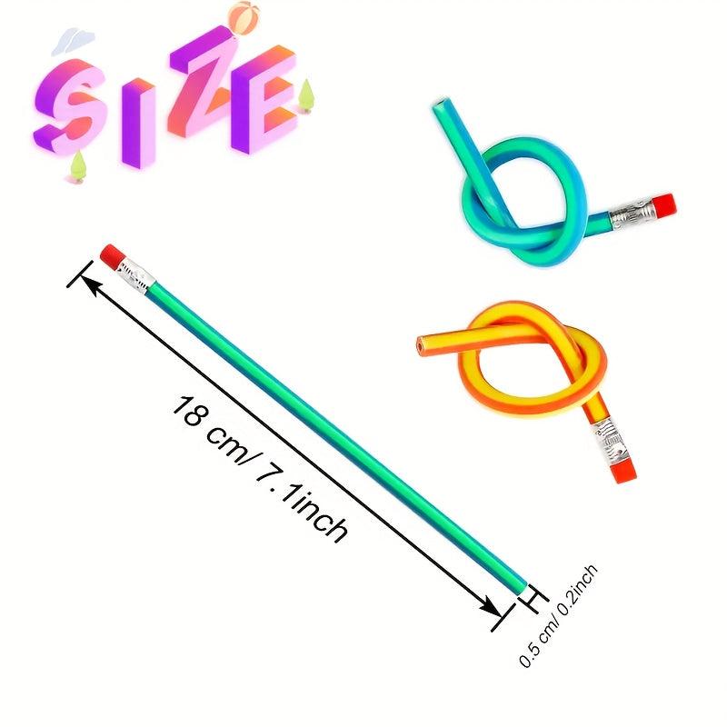 10pcs 17.78cm Flexible Soft Pencils Colored Striped Novelty Pencil