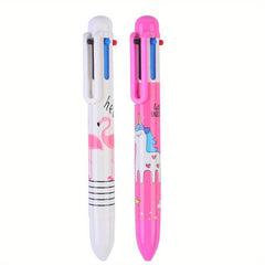2pcs Flamingo Unicorn 6 Ballpoint Pen Student Writing Hand Account 0.55mm