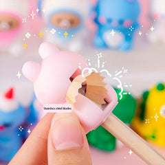 Cute Bear Dinosaur Pencil Sharpener Eraser Set for Students