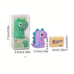 Cute Bear Dinosaur Pencil Sharpener Eraser Set for Students
