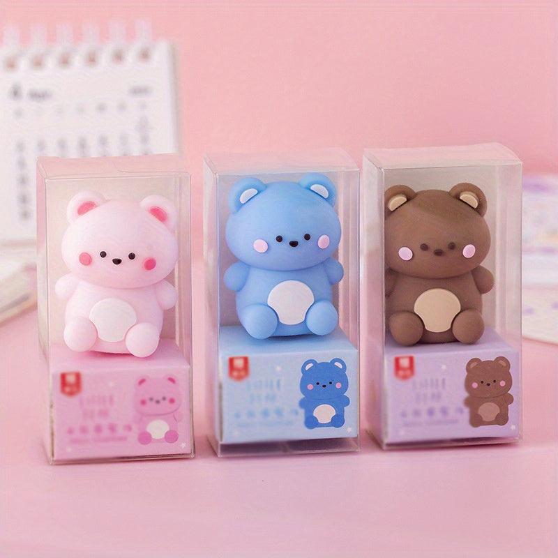 Cute Bear Dinosaur Pencil Sharpener Eraser Set for Students