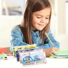 Sea Dinosaur Stationery Set with 6pcs - Pencils, Ruler, Sharpener, Case, Eraser