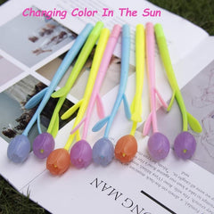 10pcs 0.38mm Flower Gel Rollerball Pens, Ink Changing, School, Home, Office