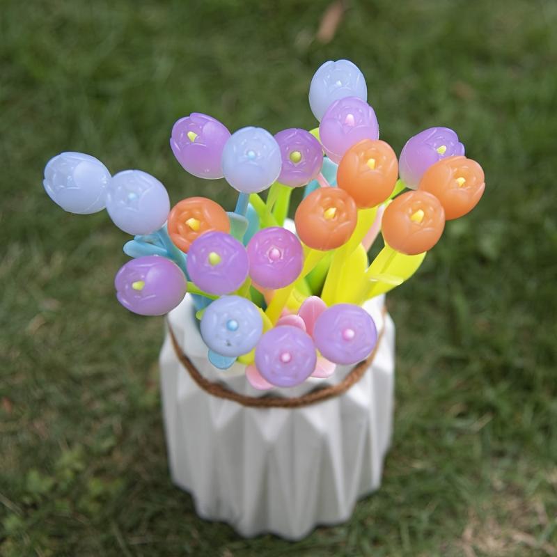 10pcs 0.38mm Flower Gel Rollerball Pens, Ink Changing, School, Home, Office