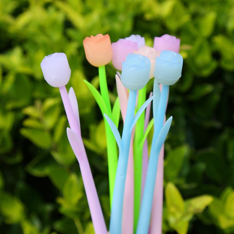 10pcs 0.38mm Flower Gel Rollerball Pens, Ink Changing, School, Home, Office