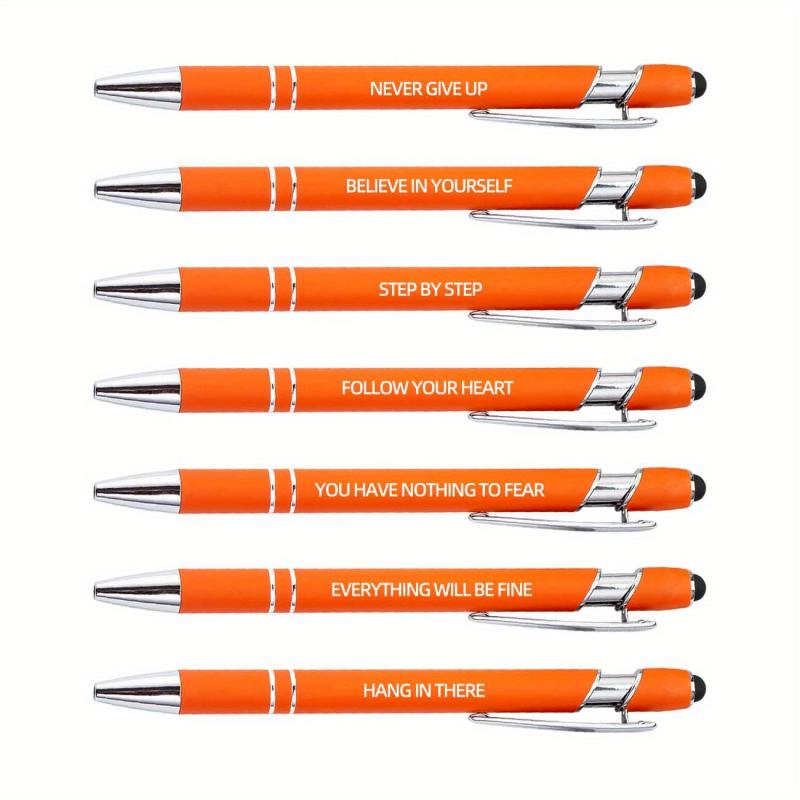 7pcs Metal Ballpoint Pen Inspirational Quotes Touch Screen 2n1 Ink