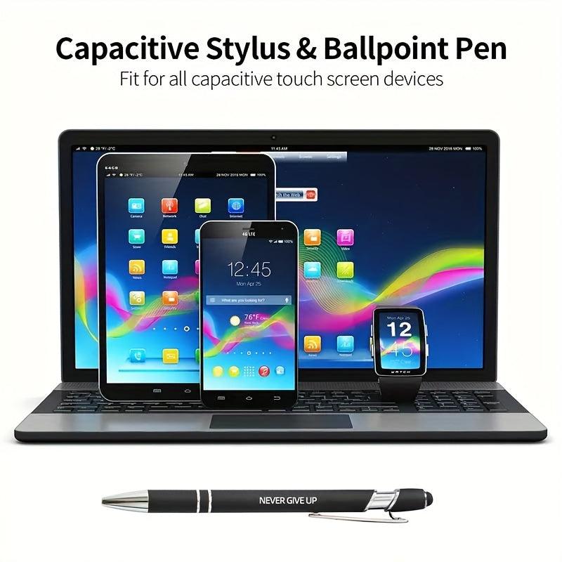 7pcs Metal Ballpoint Pen Inspirational Quotes Touch Screen 2n1 Ink
