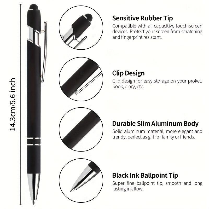 7pcs Metal Ballpoint Pen Inspirational Quotes Touch Screen 2n1 Ink