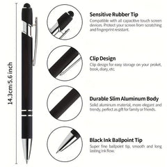 7pcs Metal Ballpoint Pen Inspirational Quotes Touch Screen 2n1 Ink