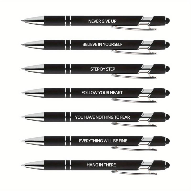 7pcs Metal Ballpoint Pen Inspirational Quotes Touch Screen 2n1 Ink