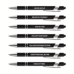 7pcs Metal Ballpoint Pen Inspirational Quotes Touch Screen 2n1 Ink