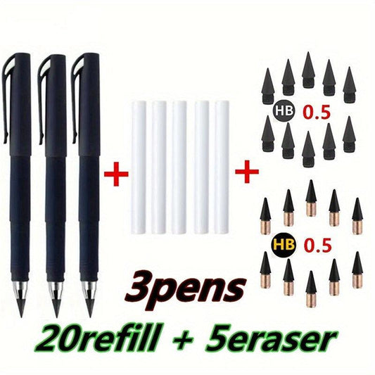 28pcs Infinite Writing & Drawing Exam Eternal Pencil Set w/ Refill & Eraser