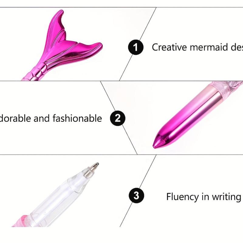 2pcs Mermaid Pens 1mm Ballpoint Pens for Home School and Office Stationery