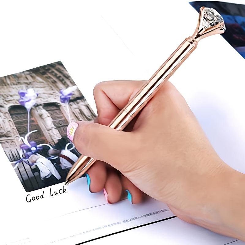 2pcs Crystal Diamond Ballpoint Pen Metal Bling Office Supplies Gift Pens