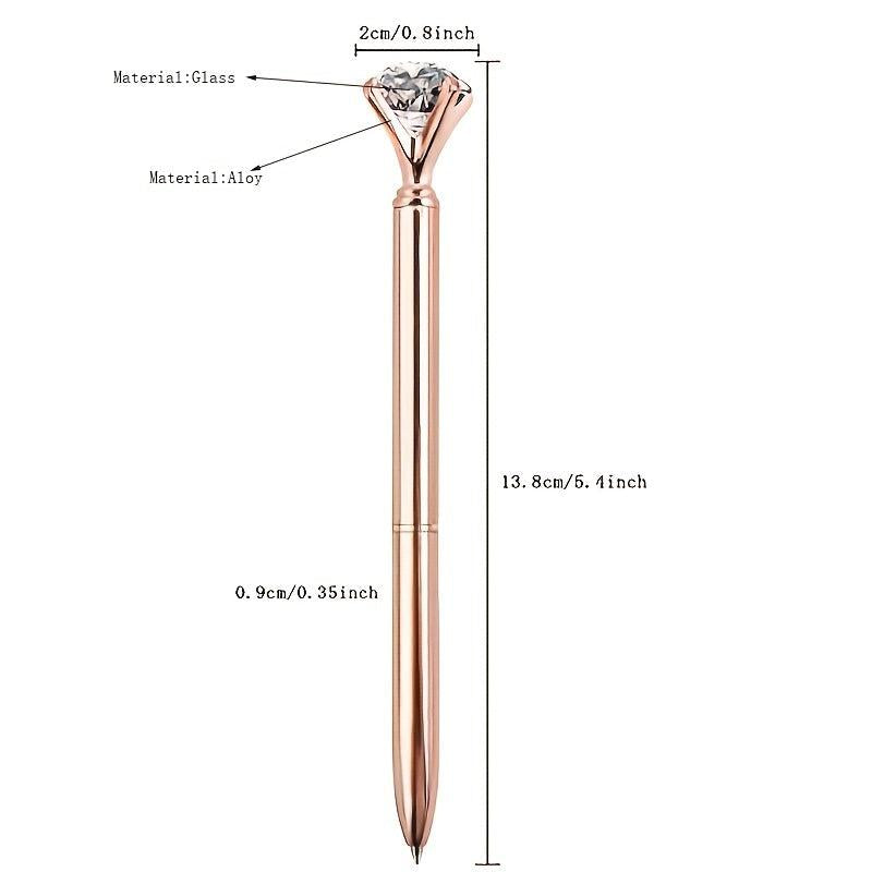 2pcs Crystal Diamond Ballpoint Pen Metal Bling Office Supplies Gift Pens