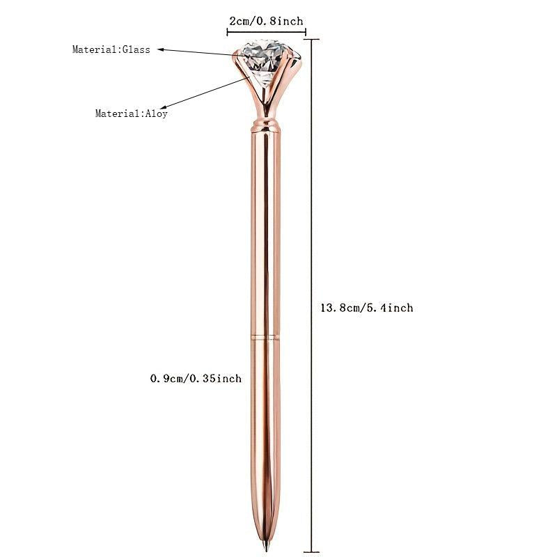 2pcs Crystal Diamond Ballpoint Pen Metal Bling Office Supplies Gift Pens