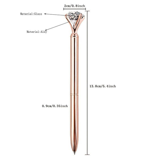 2pcs Crystal Diamond Ballpoint Pen Metal Bling Office Supplies Gift Pens