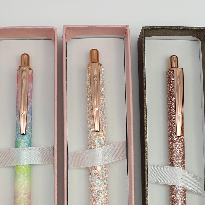 PU Golden Onion Glitter Metal Gift Ballpoint Pen For Women Girls