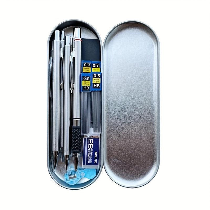 6pcs Metal Mechanical Pencil Set 0.3-2.0mm Art Sketch Automatic Pencil