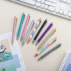 10pcs Metal Ballpoint Pen Retractable for School Office Writing