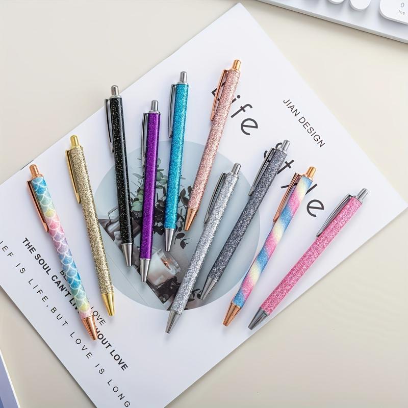 10pcs Metal Ballpoint Pen Retractable for School Office Writing