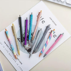 10pcs Metal Ballpoint Pen Retractable for School Office Writing