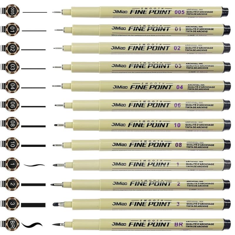 12 Pack Drawing Pens for Anime Sketching Calligraphy Art Supplies