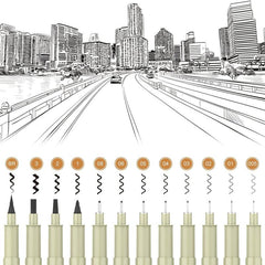 12-Pack Micro Fine Point Fineliner Ink Pens for Drawing Waterproof Archival