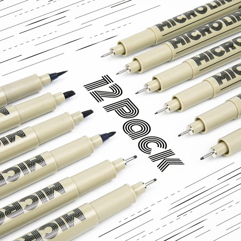 12-Pack Micro Fine Point Fineliner Ink Pens for Drawing Waterproof Archival