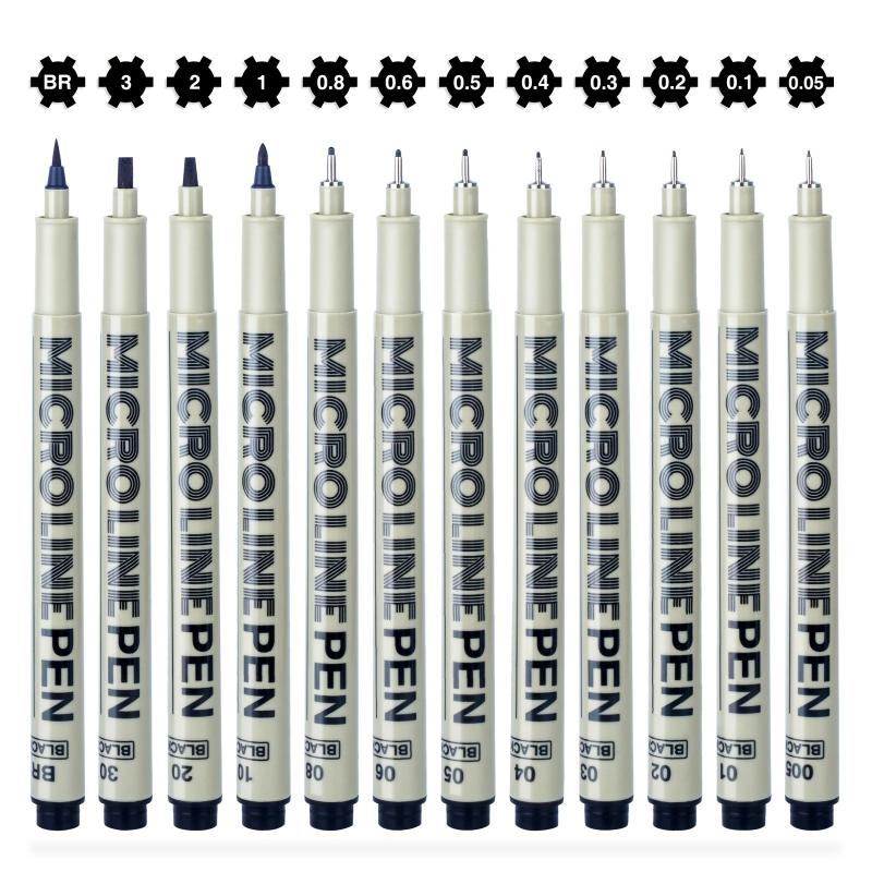 12-Pack Micro Fine Point Fineliner Ink Pens for Drawing Waterproof Archival
