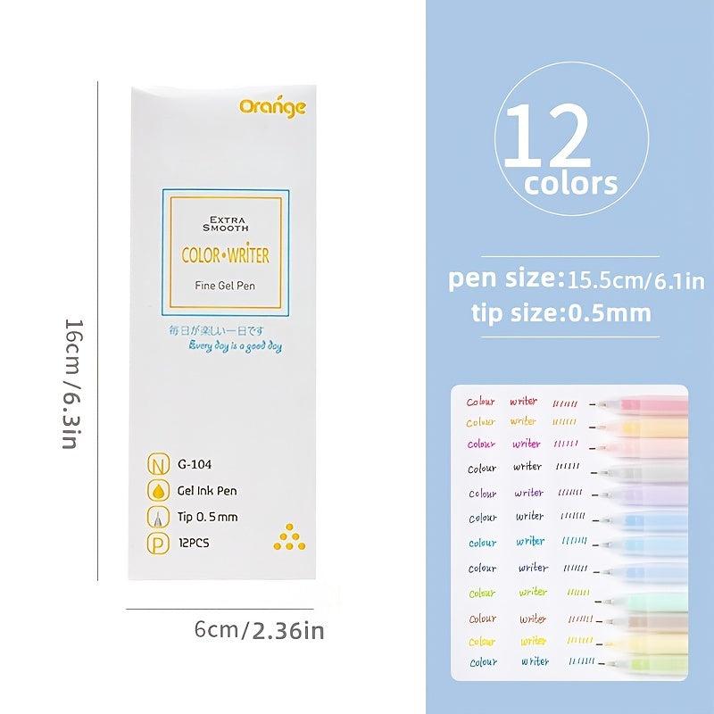 12 Piece 0.5mm Jelly Marker Pen Set for Students & Office Use