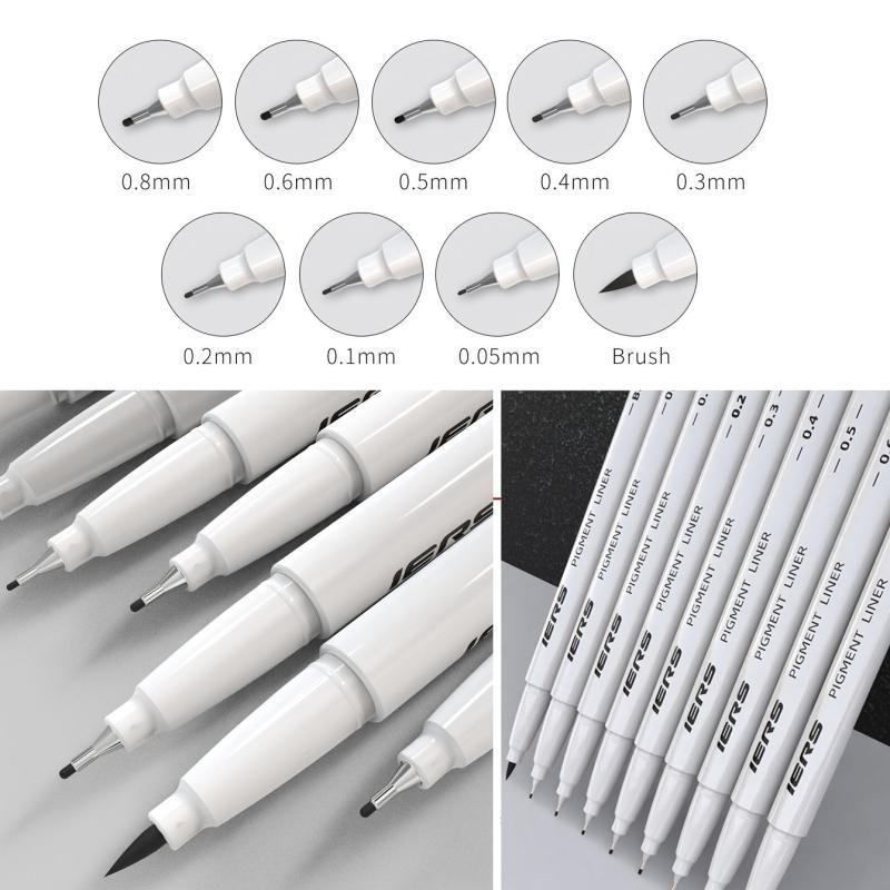 9 Needle Tube Pen Set Hand painted Waterproof Hook Line Pen Art Stroke Pen