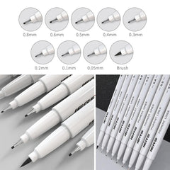 9 Needle Tube Pen Set Hand painted Waterproof Hook Line Pen Art Stroke Pen